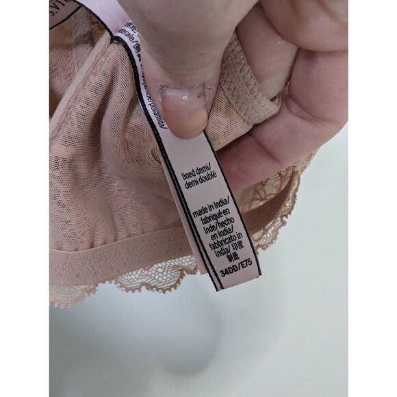Victoria's Secret Pink/Nude Lace Lined Demi Racerback Bra - Size 34DD - Picture 4 of 4